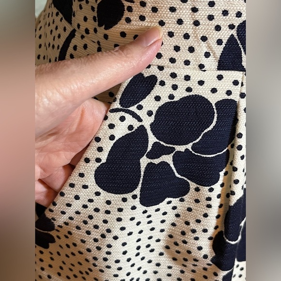 Boden Sierra Primrose White Navy Blue Floral Polka Dot Knee Length Dress Sz 10 - Picture 3 of 9